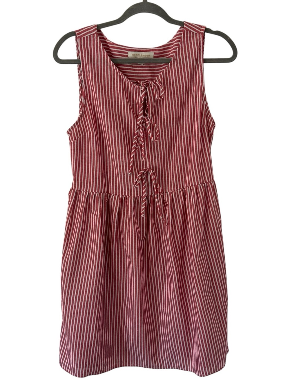 Red & White Dress Monteau Los Angeles Stripe Design Tassel Women’s Size Large!
